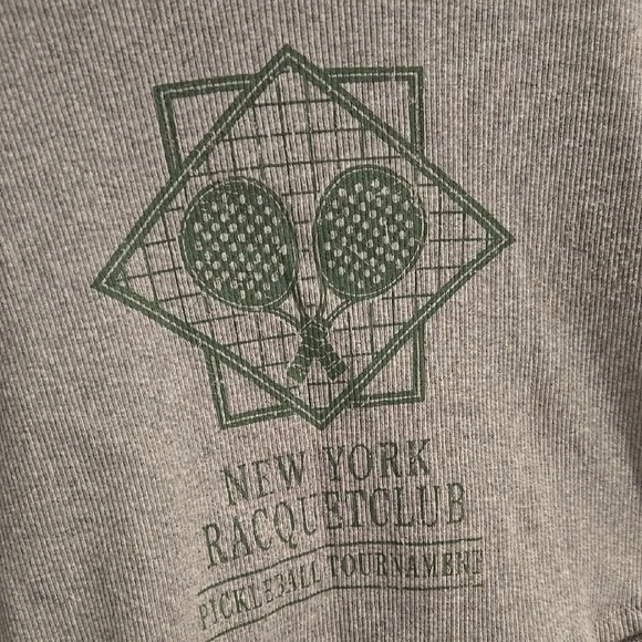 Gray Cropped Top with Green Graphic - Picture 2 of 5